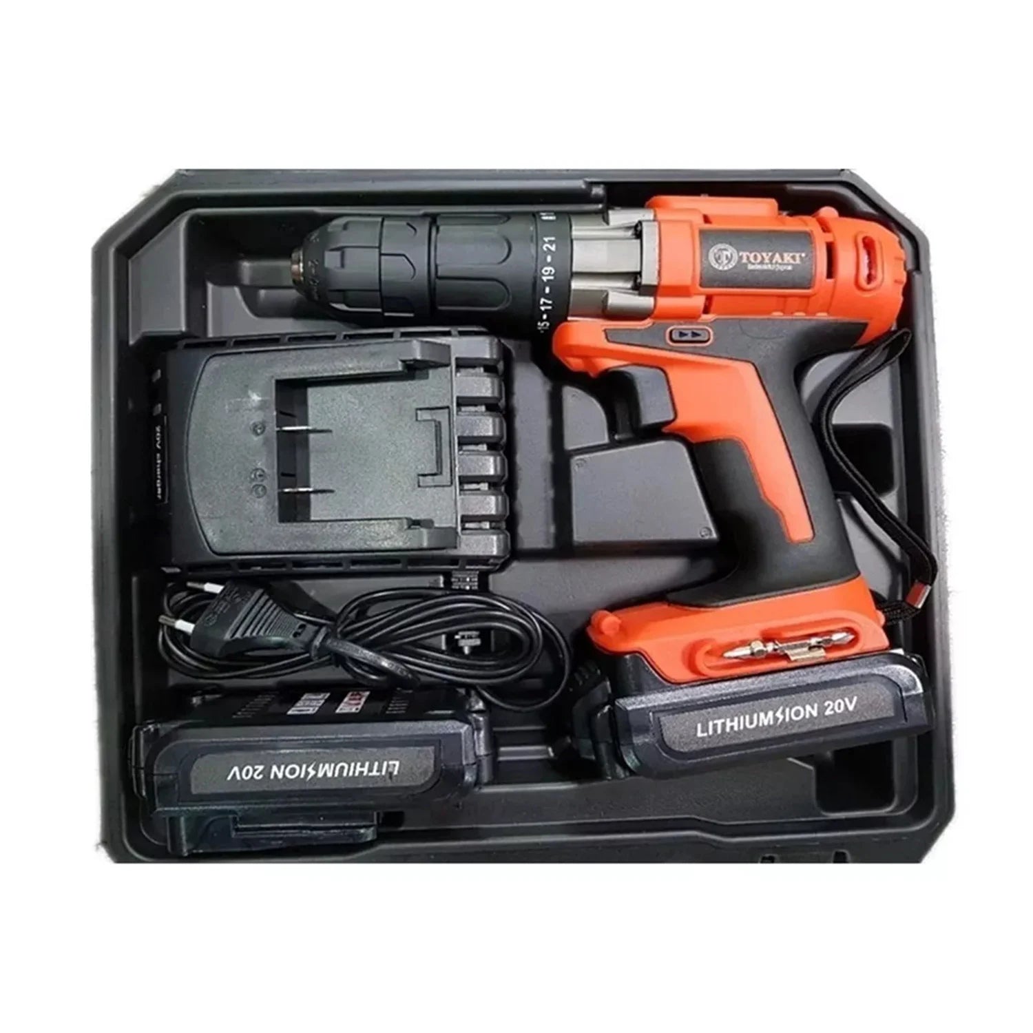 Taladro Atornillador 20v Bateria mas Cargador marca Toyaki serie-Tk-827.